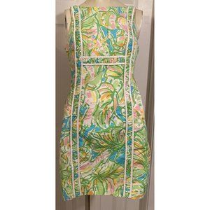 Lilly Pulitzer Size 2 Green Floral Elephant Ears Print Fryer Shift Dress Summer